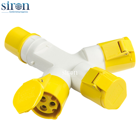 Ổ cắm nối chia ra 3 màu vàng IP44 2P+E 4h 16A 110V Siron S44C334-16Y1