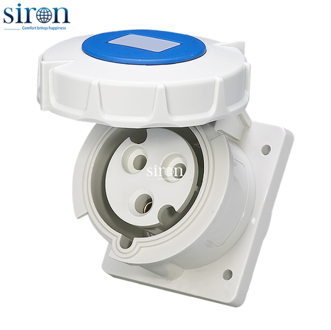 Ổ cắm công nghiệp âm xanh IP67 2P+E 6h 16A 220~250V Siron S67R36-16B2