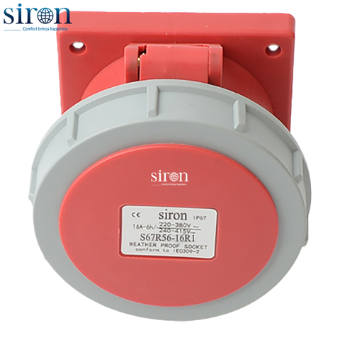Ổ cắm âm đỏ IP67 3P+N+E 6h 16A 220~380V, 220~415V Siron S67R56-16R1