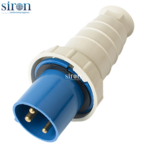 Phích cắm di động màu xanh IP67 2P+E 6h 63A 220~250V Siron P67F36-63B1