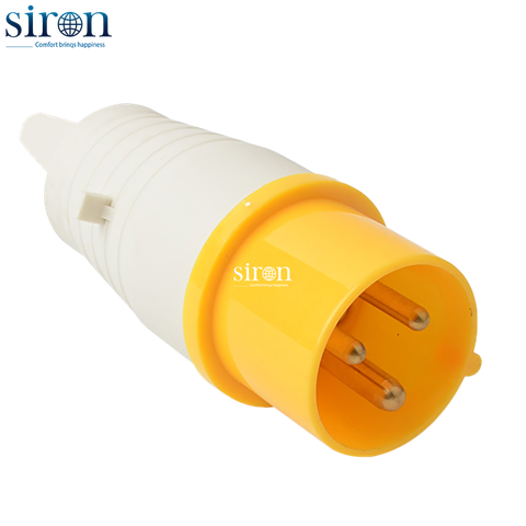 Phích cắm di động màu vàng IP44 2P+E 4h 16A 100~130V Siron P44F34-16Y2
