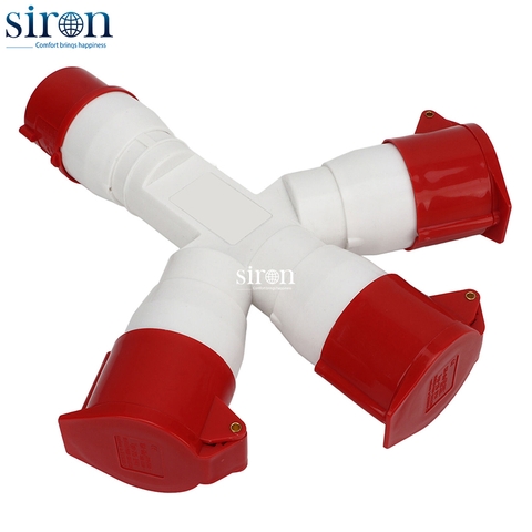 Ổ cắm nối chia 3 màu đỏ IP44 3P+N+E 6h 32A 220~415V Siron S44C356-32R1