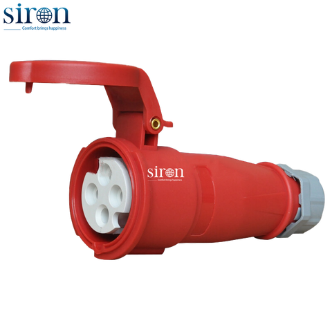 Phích cắm di động màu đỏ IP44 3P+E 6h 32A 380~415V Siron P44F46-32R6