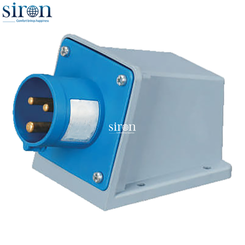 Phích cắm nổi màu xanh IP44 2P+E 6h 16A 220~250V Siron P44S36-16B3