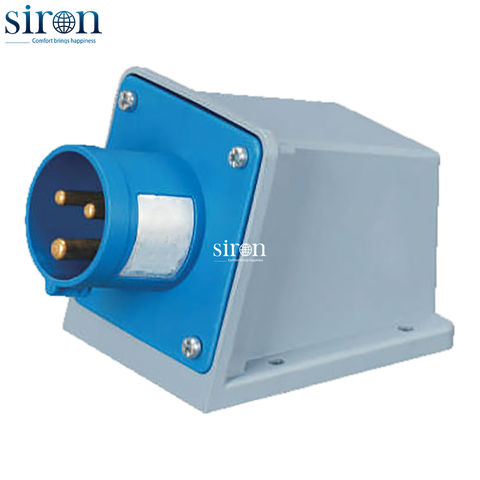 Phích cắm nổi màu xanh IP44 2P+E 6h 32A 220~250V Siron P44S36-32B3