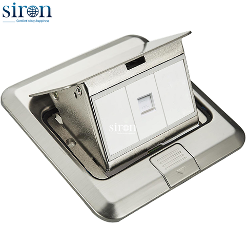 Ổ cắm âm sàn thép không gỉ gồm 1 ổ dữ liệu Cat6 Siron STD01-PL5218