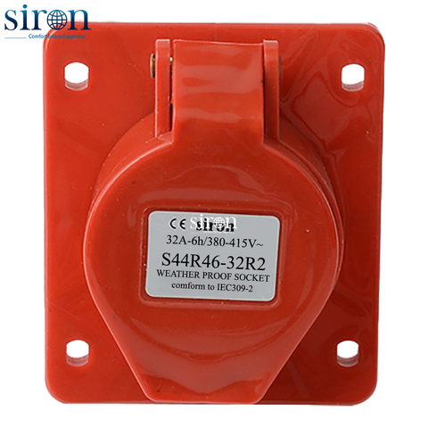 Ổ cắm công nghiệp âm đỏ IP44 3P+E 6h 32A 380~415V Siron S44R46-32R2