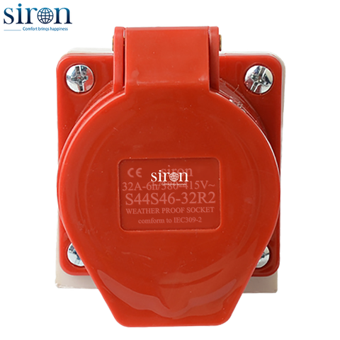 Ổ cắm công nghiệp nổi đỏ IP44 3P+E 6h 32A 380~415V Siron S44S46-32R2