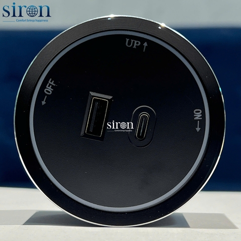 Ổ cắm Track socket USB Type A+C  tròn màu đen Siron TM5306-26