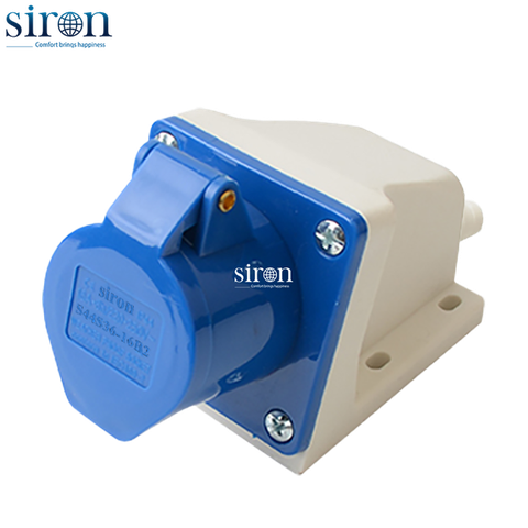 Ổ cắm công nghiệp nổi xanh IP44 2P+E 6h 32A 220~250V Siron S44S36-32B2