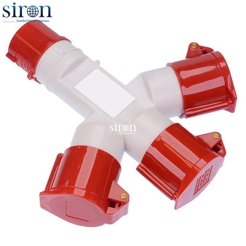 Ổ cắm nối chia ra 3 màu đỏ IP44 3P+E 6h 16A 380V Siron S44C346-16R1