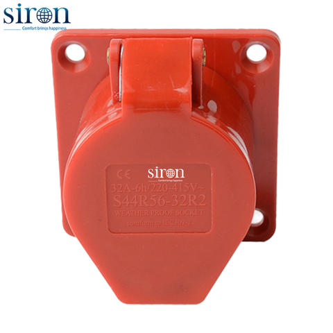 Ổ cắm công nghiệp âm đỏ IP44 3P+N+E 6h 32A 220~415V Siron S44R56-32R2