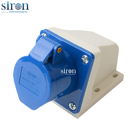 Ổ cắm công nghiệp nổi xanh IP44 2P+E 6h 32A 220~250V Siron S44S36-32B1