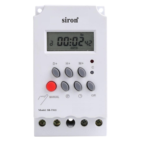 Công tắc hẹn giờ tắt mở kỹ thuật số lắp tường tủ điện Siron SR-TS11