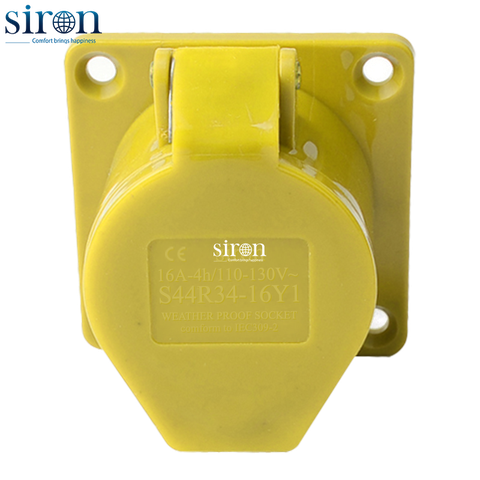 Ổ cắm công nghiệp âm vàng IP44 2P+E 4h 16A 110~130V Siron S44R34-16Y2