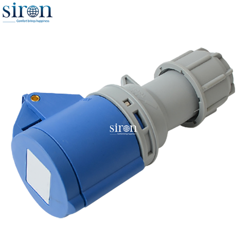 Ổ cắm di động màu xanh IP44 2P+E 6h 32A 220~250V Siron S44F36-32B3
