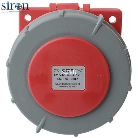 Ổ cắm âm đỏ IP67 3P+N+E 6h 125A 220~380V, 240~415V Siron S67R56-125R2