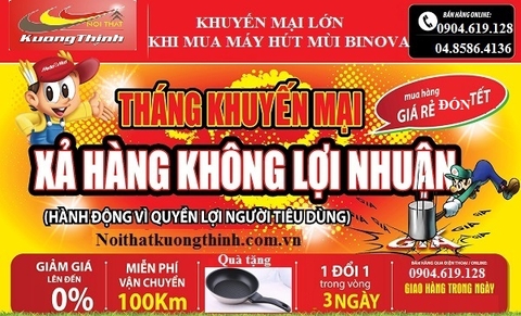 Giảm giá máy hút mùi Binova cực lớn đón tết Bính Thân