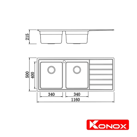 Chậu rửa bát Konox KS11650 2B