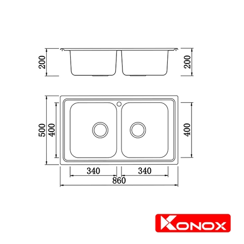 Chậu rửa bát Konox KS8650 2B