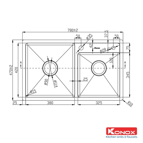 Chậu rửa bát Konox KN7847DO