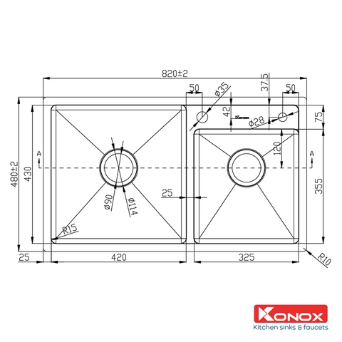 Chậu rửa bát Konox KN8248DO