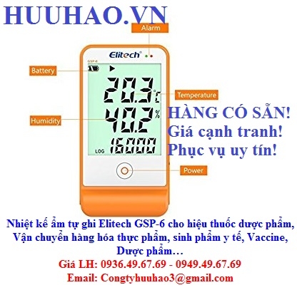 BẢNG GIÁ NHIỆT ẨM KẾ TỰ GHI ELITECH GSP-6 CHO HIỆU THUỐC