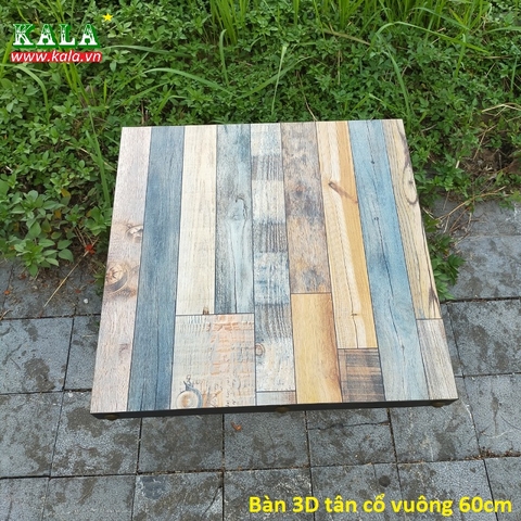 Mặt bàn cafe 3D tân cổ vuông 60x60cm