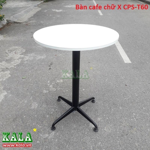 Bàn cafe chân sắt chữ X mặt composite tròn 60cm