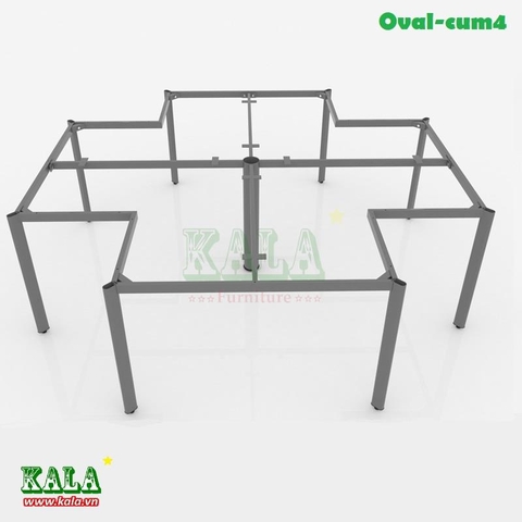 Chân bàn văn phòng oval cụm 4 2400x2400mm (Oval-cum4)