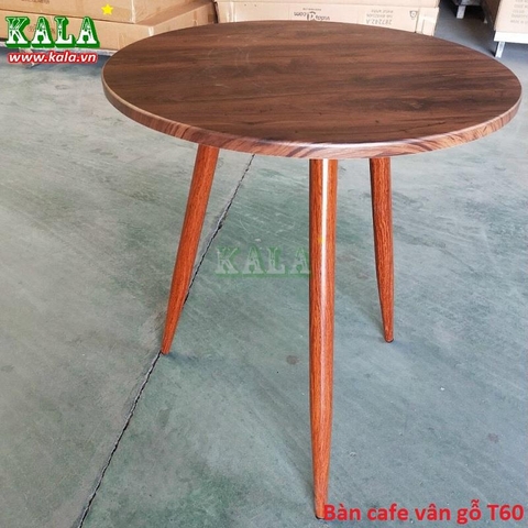 Bàn cafe vân gỗ nhập khẩu tròn 60cm