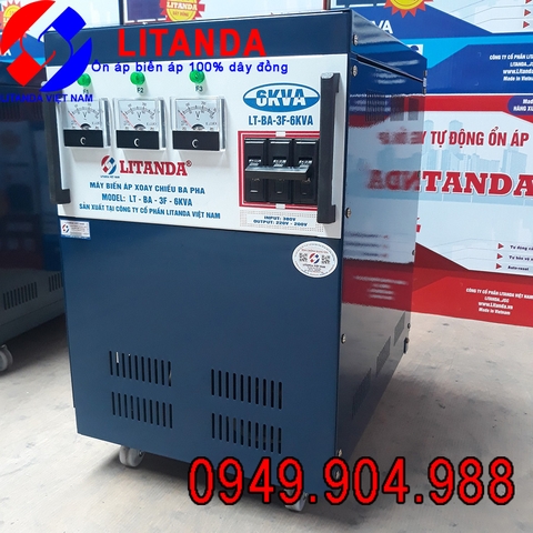 Máy Biến Áp 6KVA 3 Pha 380V/ 220V/ 200V Litanda Thế Hệ Mới 2021