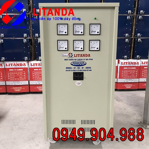 Máy Biến Áp Cách Ly 30KVA 3 Pha Litanda Dây Đồng 100% Giá Bao Nhiêu?