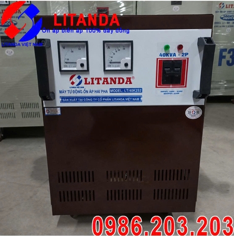 Ổn Áp 2 Pha Lửa Litanda 40KVA 40KW Dây Đồng Sản Xuất Theo Đơn Đặt Hàng