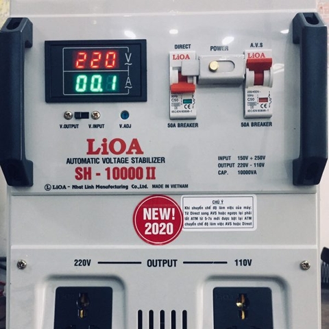 Ổn Áp Lioa 1 Pha 10KVA Dải 150V-250V Ra 220V/110V NEW