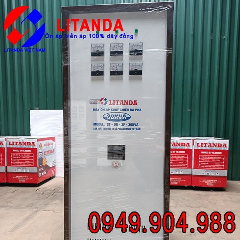 Ổn Áp Litanda 30KVA 3 Pha Dải 160V~430V Đời Mới Dây Đồng Chạy Rất Êm