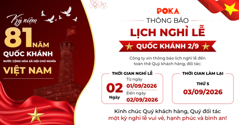 Lịch nghỉ lễ Quốc Khánh 2-9 năm 2026 của POKA Furniture