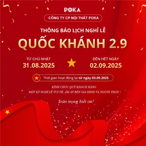 Lịch nghỉ lễ Quốc Khánh 2-9 năm 2025 của POKA Furniture