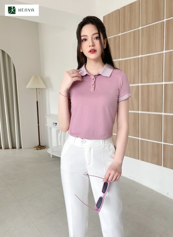 Phông POLO trơn cổ phối kẻ nhỏ