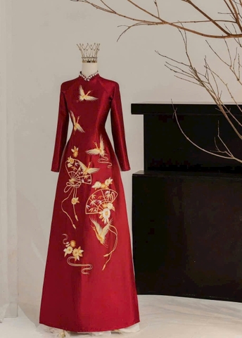 Áo Dài Bà Sui Lụa Cao Cấp Thêu Hạc Sang Trọng