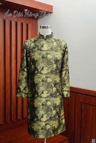 Áo Dài Nam Tafta Ambre Đen Vàng