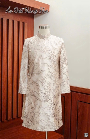 Áo Dài Nam Gấm Ánh Đồng Họa Tiết Vân Nổi