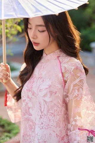 Pháp Phục Voan Hồng Phối Quần Ống Suông Xinh Yêu