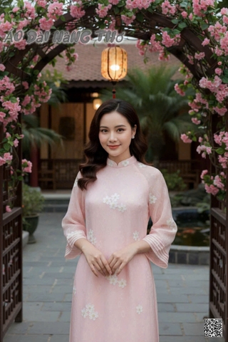 Áo Dài Cách Tân Lụa Hồng Xinh Xắn