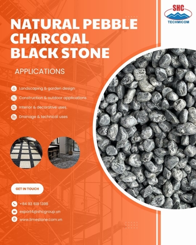 charcoal black stone - Landscaping pebble from Vietnam