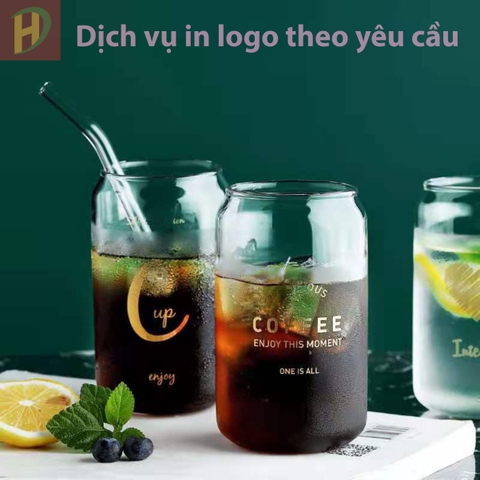 Cốc thủy tinh lon bia cao cấp Borosilicate 350ml, 500ml