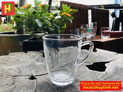 Cốc thủy tinh quán cafe có quai