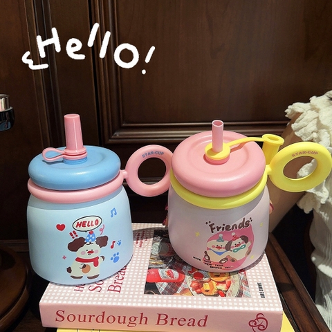 Bình giữ nhiệt hoạt tiết con mèo nhỏ có hút chân không dành cho bé gái 700ml YK-01