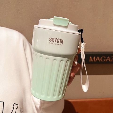 Ly Giữ Nhiệt Seygm 400ML Inox 304 Có Dây Đeo Tặng Kèm Charm Nỗi NAss7