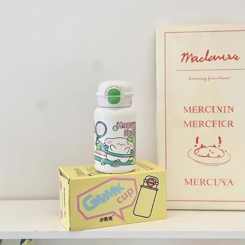 Bình nước giữ nhiệt cho bé 500ML hoạ tiết hoạt hình cute hiển thị nhiệt độ có túi xách đi kèm BW241